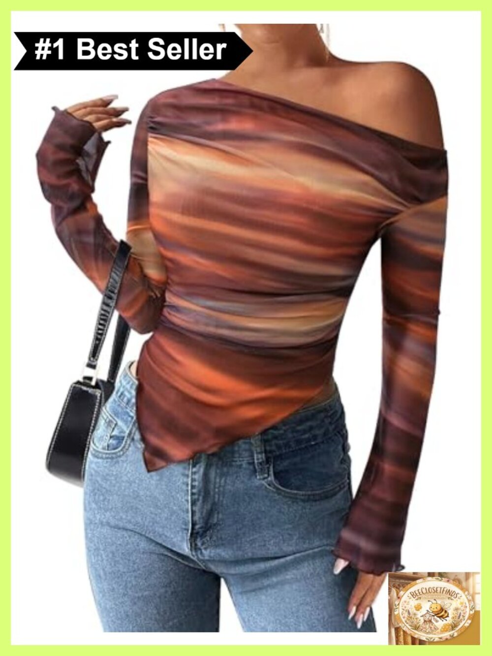 PRETTYGARDEN Off Shoulder Mesh Top Y2K Asymmetrical Blouse